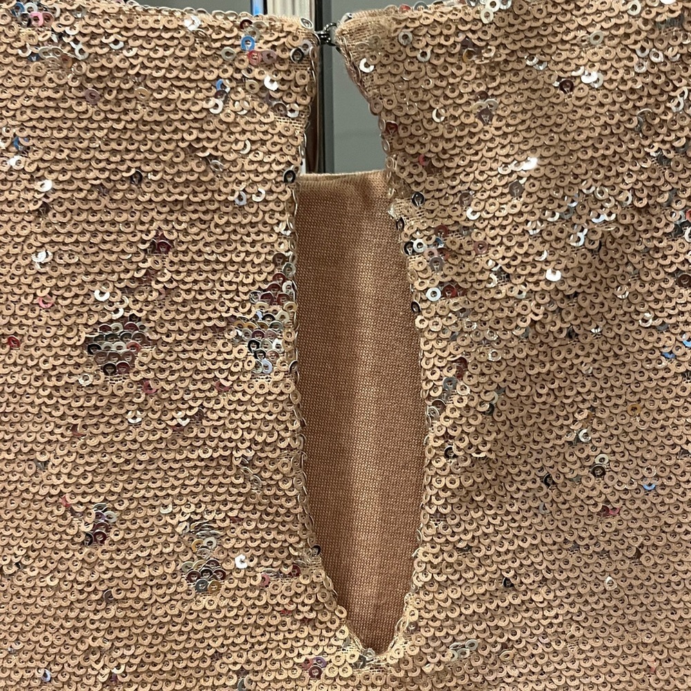 🥑Michael Stars flip sequin tee tan silver neutral concert t-shirt XS - Picture 5 of 11